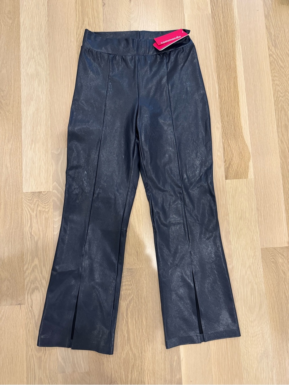 Commando Black Faux Leather Split-Hem Pants